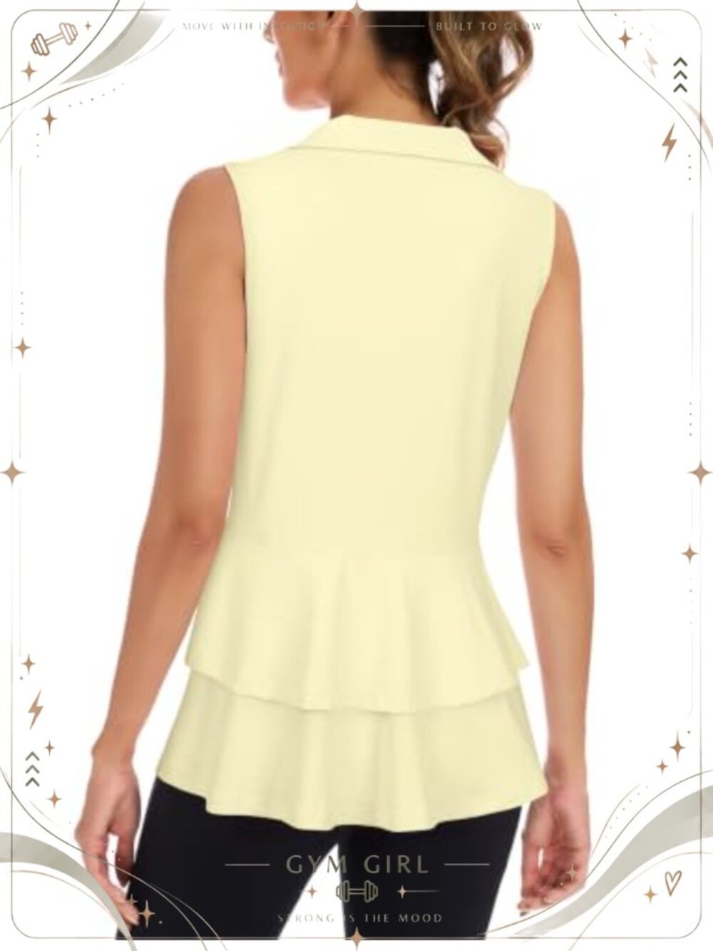 Women's Golf Vest Pleated Hem Sleeveless Zip with Pockets